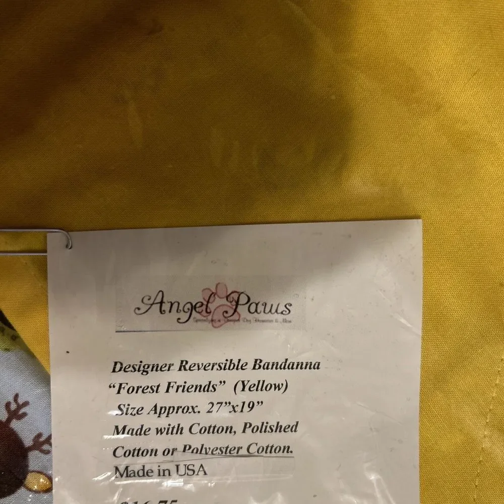 Lot Of 2‎ Angel Paws Dog Bandanas, Yellow Reversible